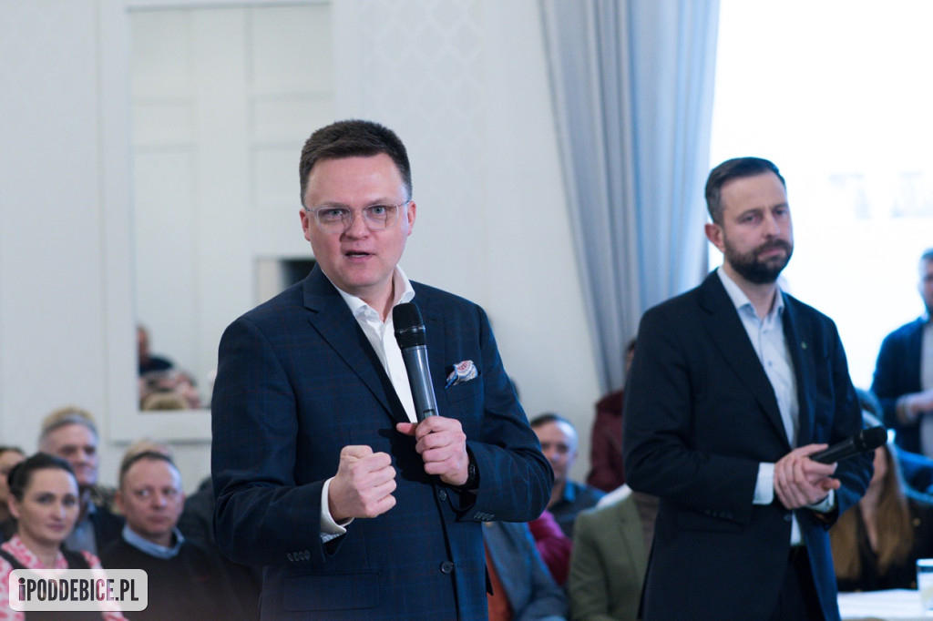 Szymon Hołownia i Władysław Kosiniak-Kamysz w Poddębicach. Zobacz